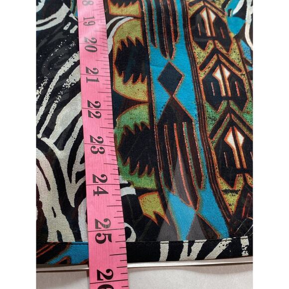 Retro CHICO'S Womens 1 (M) 100% Silk Artsy Semi-Sheer Career High Collar Blouse - Picture 9 of 10